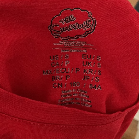 Bart Simpson red Crop top/T-shirt. Size small and bought from Forever 21 - Picture 2 of 2